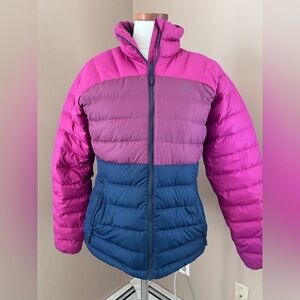 LL Bean Women’s 650 Fill Down Puffer Jacket Colorblock Sz Small Colorblock Pinks